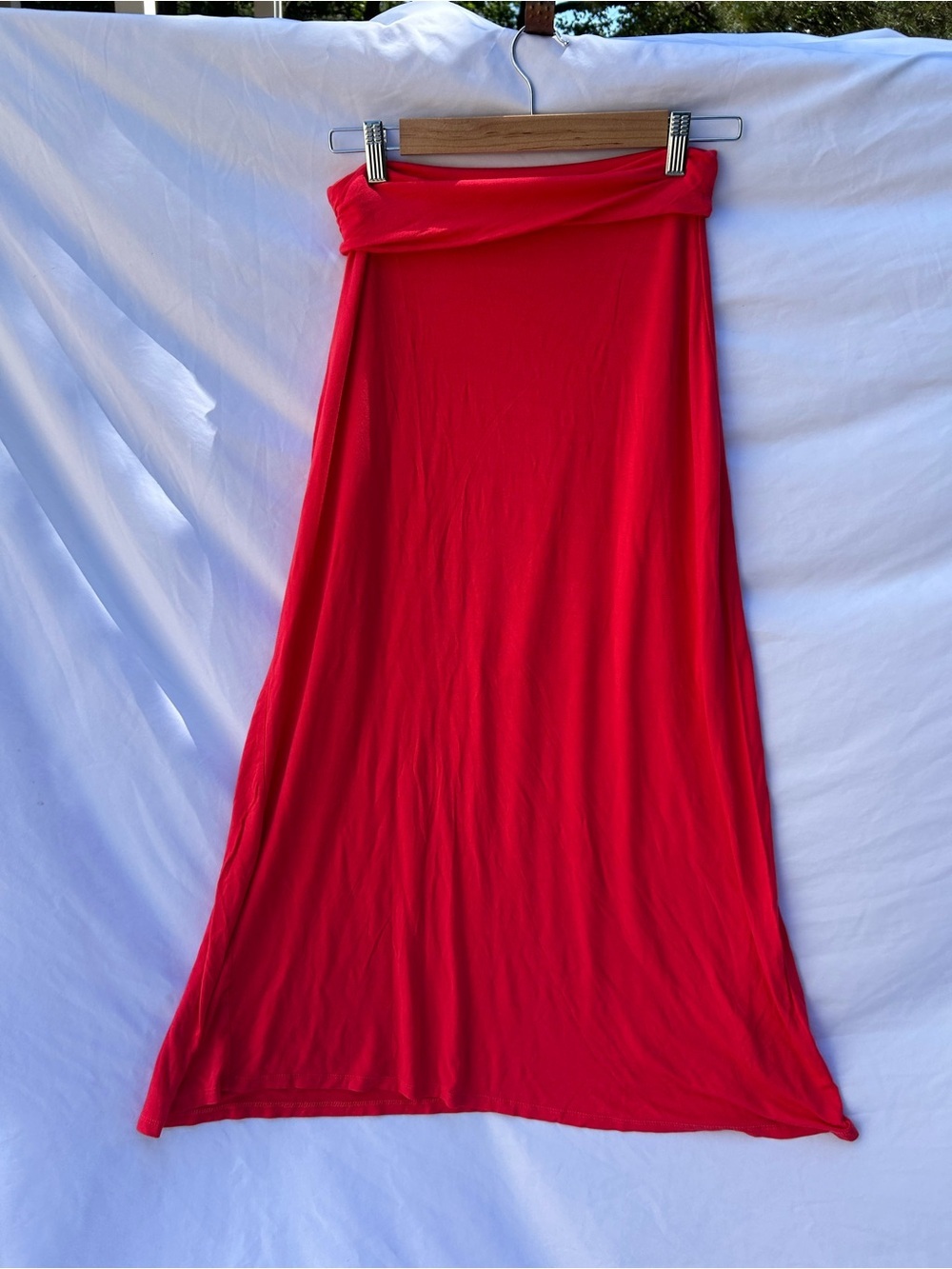 Gilli Red Fold-Over Waist Maxi Skirt size small 0126
